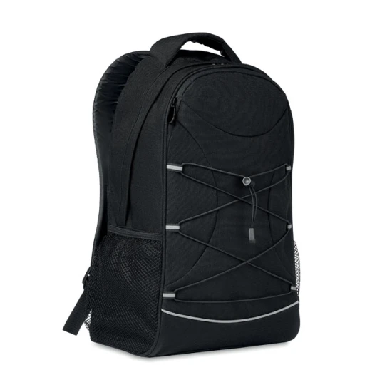 Reflective backpack | rPET | Dark restraining cords | black