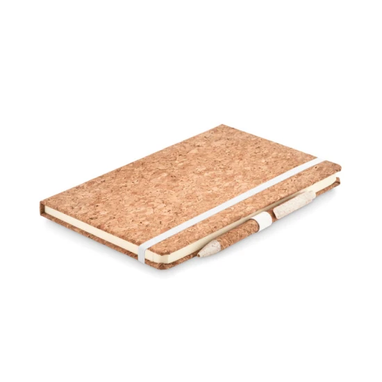 A5 notebook | 160 lined pages | Cork cover | Wheat straw pen | beige