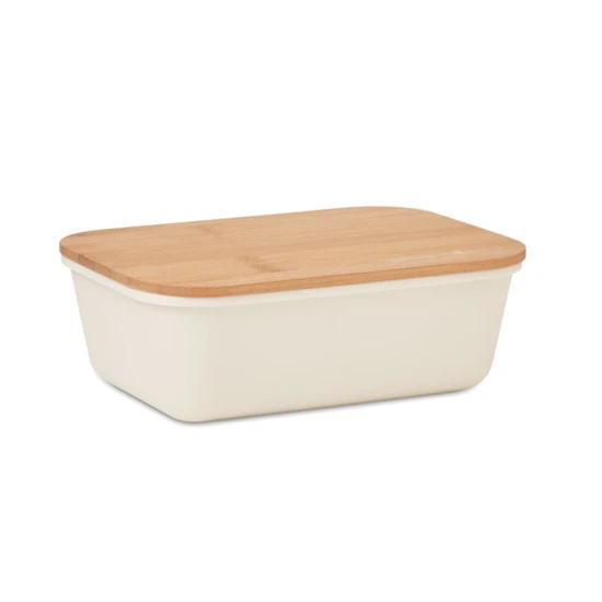 Lunch box | PP & bamboo lid | 1L | Stylish look | beige