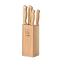 Set de couteaux | Acier inoxydable & bois | 5 pcs | Support inclus