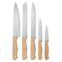Set de couteaux | Acier inoxydable & bois | 5 pcs | Support inclus