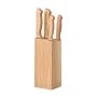 Set de couteaux | Acier inoxydable & bois | 5 pcs | Support inclus