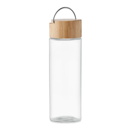 Water bottle | Glass | 500ml | Bamboo lid & handle | transparent