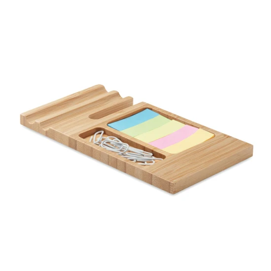 Bureau-organizer | Bamboe | Met paperclips en sticky notes | Voor op kantoor | hout