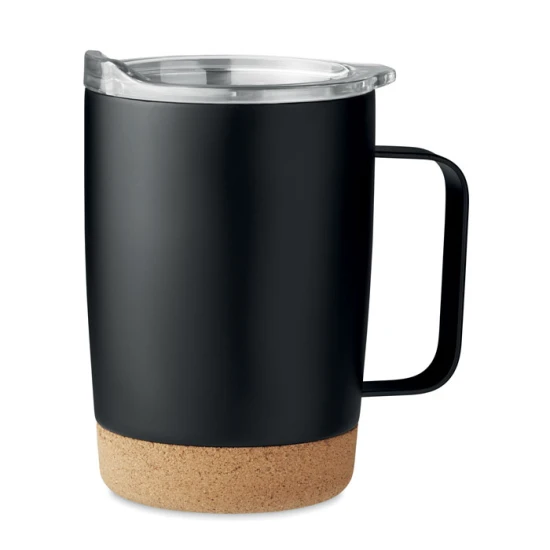 Double walled tumbler | Stainless steel | 300ml | With cork base | black