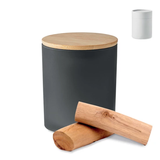 Waskaars | Matglazen pot | Bamboe deksel | Plantaardig | Vier geuren | 200g | zwart