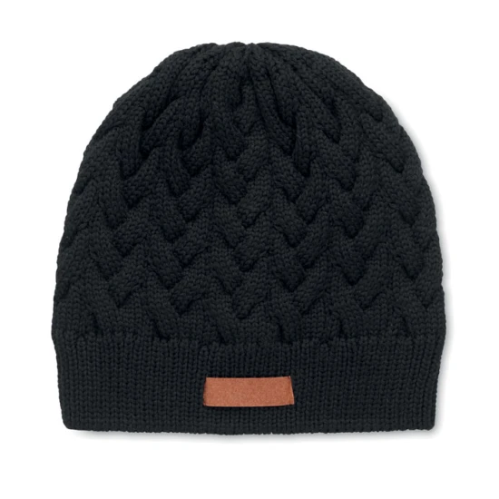Beanie | rPET | Cable knit | black