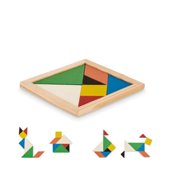 Tangram puzzle | Wood | 7 pieces | With various colours | wood