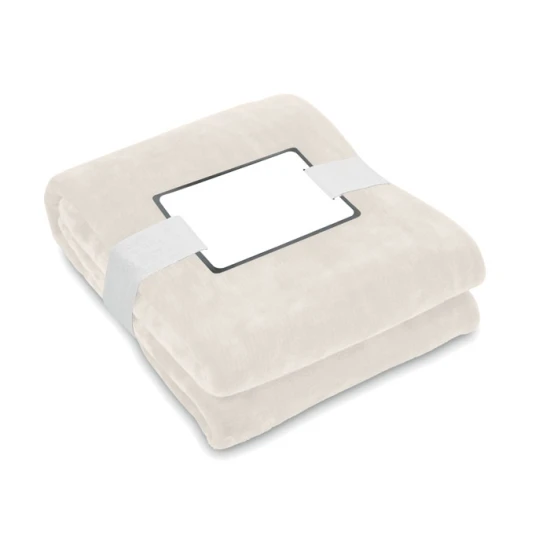 Deken | Fleece en flanell 280 g/m² | Omwikkeld met lint | beige