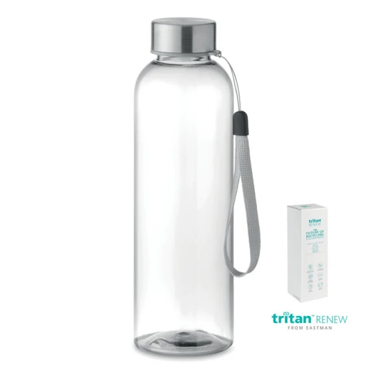 Waterfles | Tritan | 500 ml | Deksel met roestvrijstalen handvat | transparent
