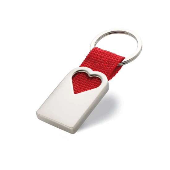 Hartvormige sleutelhanger | Polyester & metaal | Matte parelafwerking | Individuele geschenkdoos | rood