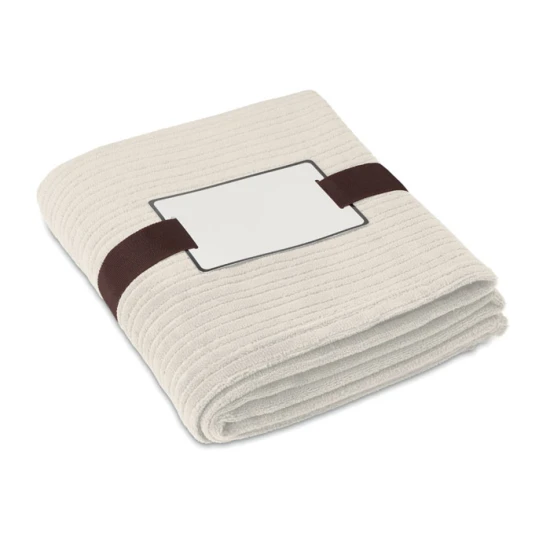 Deken | Fleece 240 gr/m² | 125 x 150 cm | Omwikkeld met lint | beige