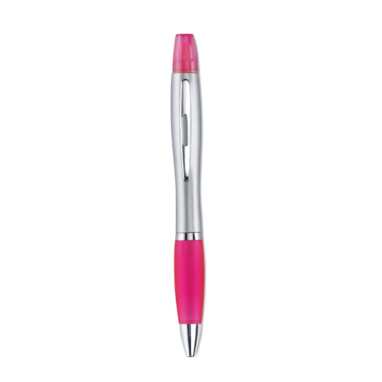 Multifunctionele pen | ABS kunststof | Incl. balpen en markeerstift | fuchsia