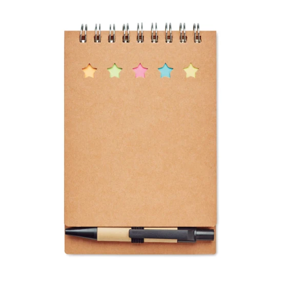 A6 notepad with sticky notes | Cardboard | With pen | Sustainable | beige