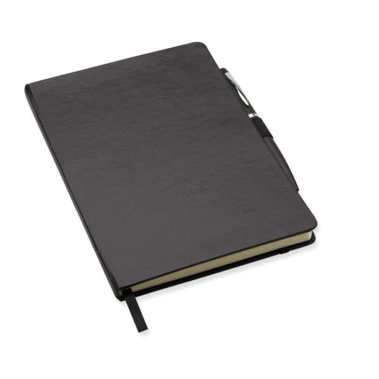 A5 notebook | 144 pages | Hard PU cover | Pen included | black