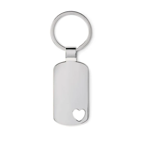Keyring | Metal | Heart detail on the bottom | matt silver
