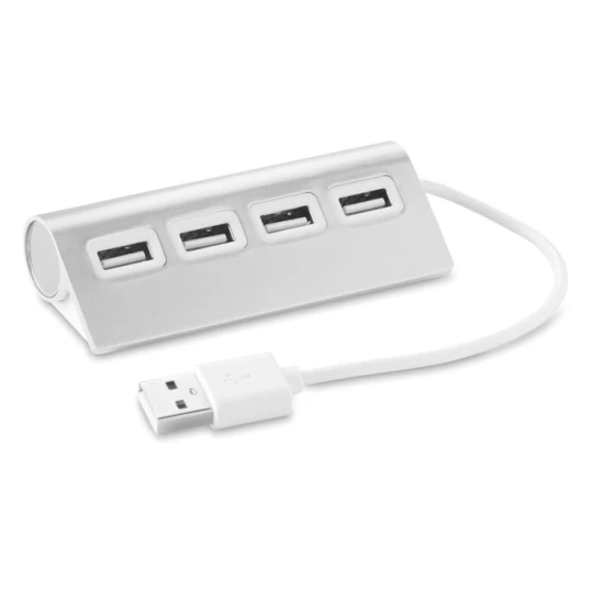 USB-hub | 4 poorten | Aluminium | mat zilver