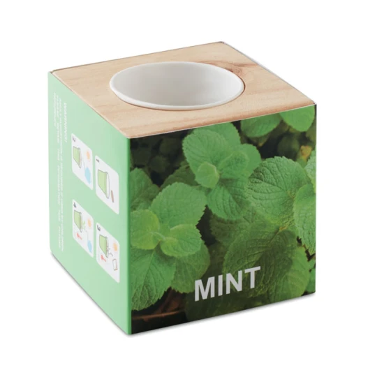 Herb pot | Wood | Box printable | Mint | wood
