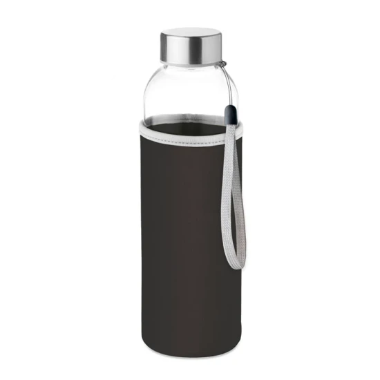 Water bottle | Glass | 500 ml | Neoprene pouch | black