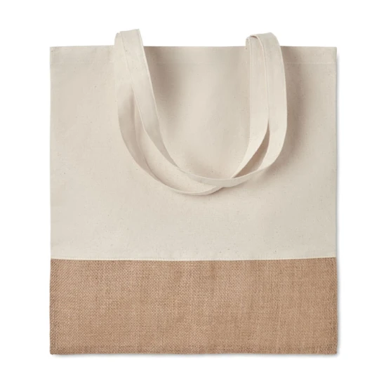Tote bag | Twill cotton 160g/m² | 41x38cm | Jute details | Long handles | beige