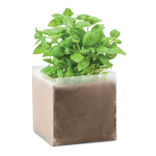 Bag with basil seeds | 1 litre of garden compost | Made in the Netherlands | beige
