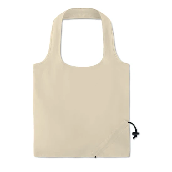 Opvouwbare tote bag | Katoen 105g/m² | 40x38cm | Korte hengsels | Sluiting met trekkoord | beige
