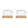 Juego de 2 tazas de café expreso | Caja de papel kraft | 18,5x9,5x6cm | Posavasos de bambú | 90ml