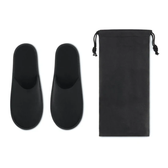 Hotel pantoffels | Non woven pouch | Maat 43 - 44 | zwart