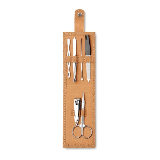 Manicure set | Stainless steel and cork | 6 pieces | beige