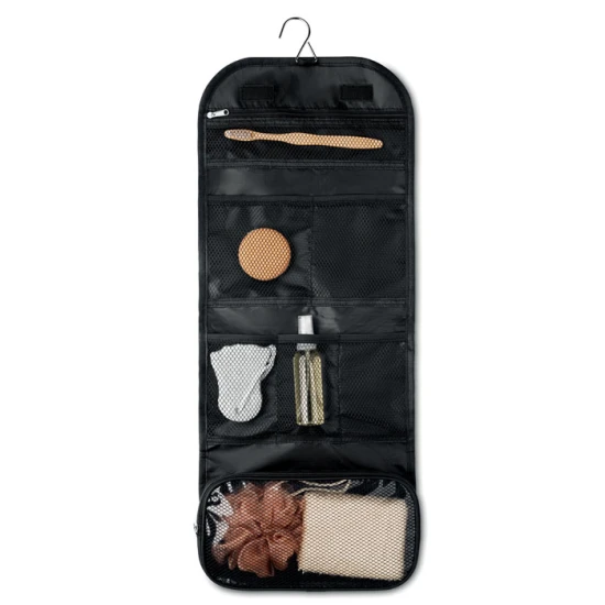 Travel accessories bag | Polyester | 26X64.5 cm | Mesh compartments | black