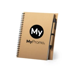 A5 spiral notebook | 80 lined pages | Recycled cardboard | Cardboard pen included