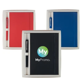 Notebook set | PU leather | 100 blank pages | With ballpoint pen | Blue ink