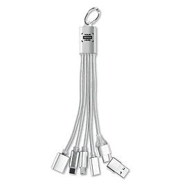 Porte-clés avec câble de charge et de données | Aluminium | 3-en-1 | Fonction HUB | USB-A et USB-C | 20x4x0,7 cm