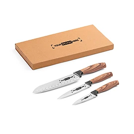 Küchenmesser-Set | Edelstahl und Kunststoff | 3-teilig | Santoku-, Allzweck- und Schälmesser | Geschenkbox