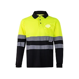Tweekleurige vogelkleurige polo (160g/m²) met lange mouwen, van polyester