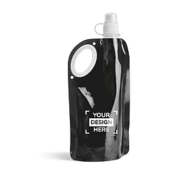 Foldable water bottle | PE plastic | 460 ml | Push-pull lid | Carabiner