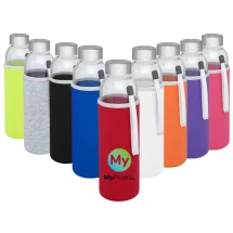 Waterfles | Glas en RVS | 500ml | Riem en hoes