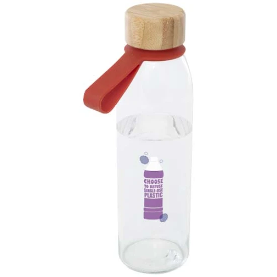 Waterfles | Glas & bamboe | 500ml | Siliconen handvat | Duurzaam | brick