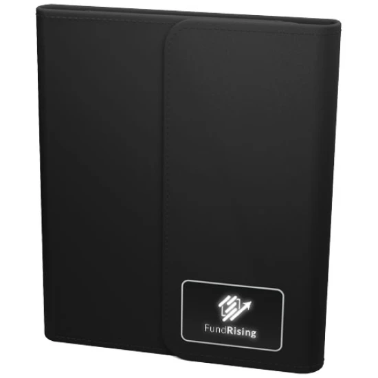 A5 notebook met 5W draadloze powerbank | PU Kunststof | 4000 mAh | zwart