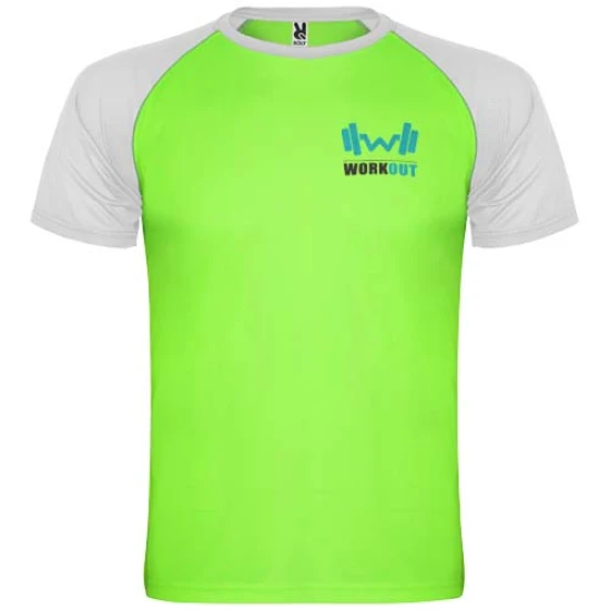 Roly kinder sport-T-shirt | Polyester 140g/m² | Contrasterende mouwen | fluor green;wit