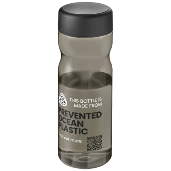 Screw cap water bottle | Ocean Plastic | 650 ml | Made in the UK | charcoal;solid black