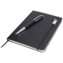 Gift set | Recycled brass & recycled leather-like plastic | A5 notebook | Rollerball pen with blue ink | Sustainable