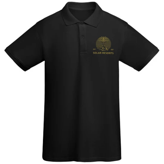 Roly polo | 100% organic cotton 210 g/m² | For men | Short sleeve | Ribbed collar and sleeve edging. | solid black