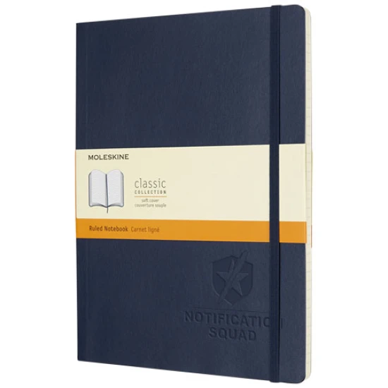Notebook | Classic XL | Moleskine | 19x25cm | 192 ivory-coloured ruled pages | sapphire blue