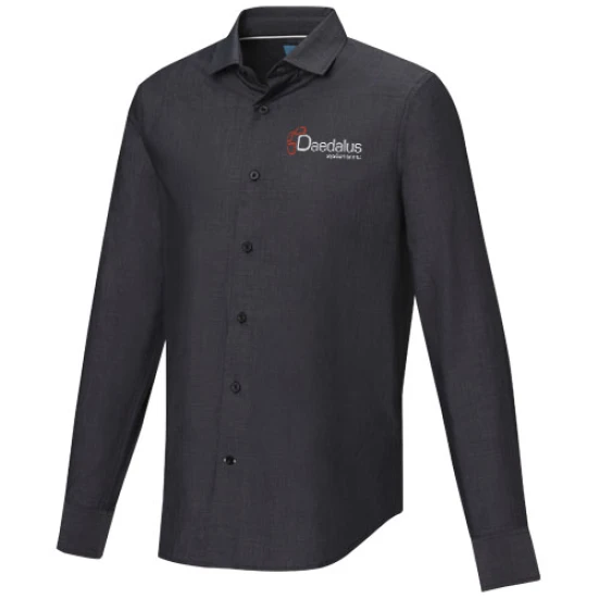 Long sleeve men's shirt | Organic cotton | Multiple sizes | With semi-spread collar | solid black