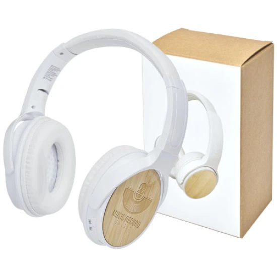 Bluetooth headphones | Bamboo | With microphone | beige