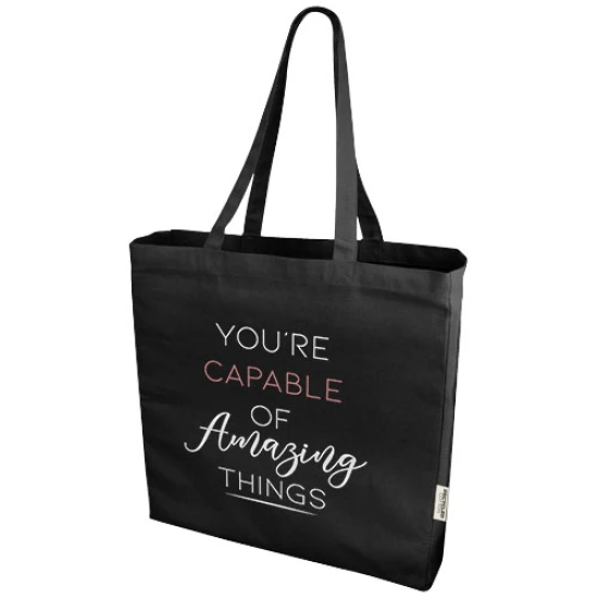 Shopper | Gerecycled katoen | 38x41cm | Met 10kg weerstand | zwart