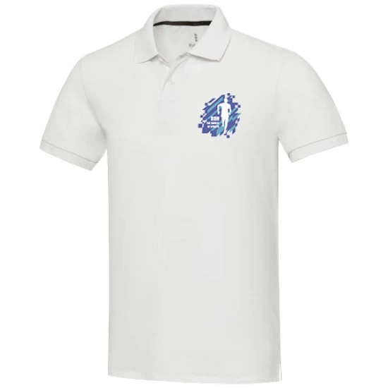 Roly unisex polo | Recycled cotton & recycled polyester 200 g/m² | Rib collar at the end of the sleeves | GRS certified buttons | Short sleeve | white