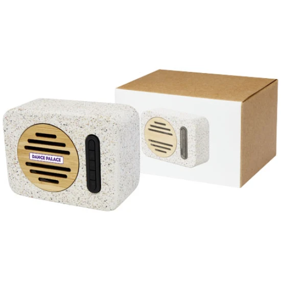 5W Bluetooth luidspreker | Natuurlijk terrazzo & bamboe | Duurzaam | naturel