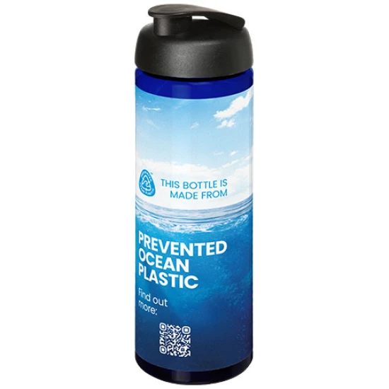 Sportfles met klapdeksel | Gerecycled oceaanplastic | 850ml | Eco | blauw;zwart